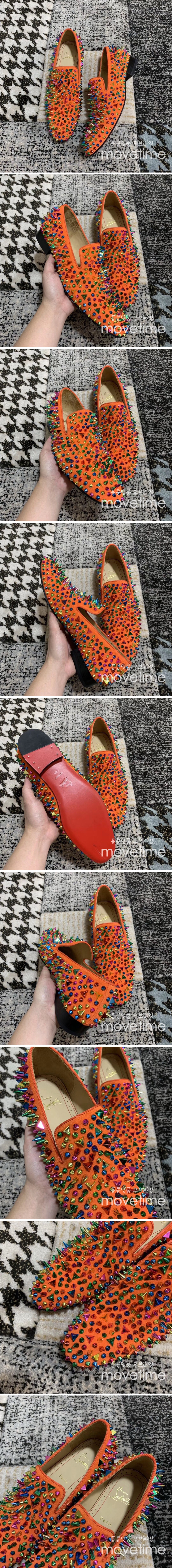 [홍콩명품.Christian Louboutin] 크리스챤루부탱 25SS 로고 레더 가죽 로퍼 구두 (오렌지-컬러플 장식), SE5056, S3, 명품스니커즈,운동화,구두,로퍼,하이탑,신발