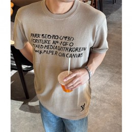 [홍콩명품.LOUIS VUITTON] 루이비통 25SS 로고 니트 반팔 티셔츠 (브라운), BM21048, JL, 홍콩명품의류,구매대행,온라인명품
