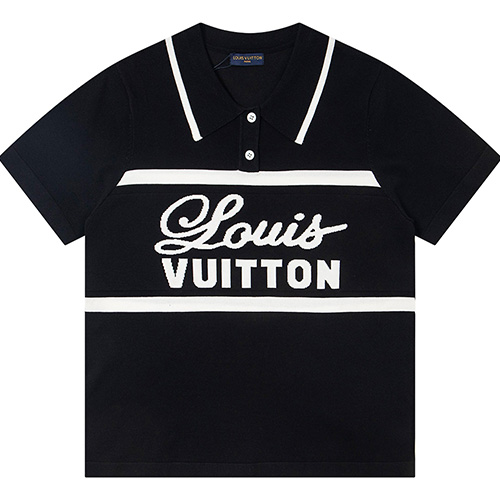 [홍콩명품.LOUIS VUITTON] 루이비통 25SS 로고 카라 폴로 니트 반팔 티셔츠 (블랙), BM21078, S1F, 홍콩명품의류,구매대행,온라인명품