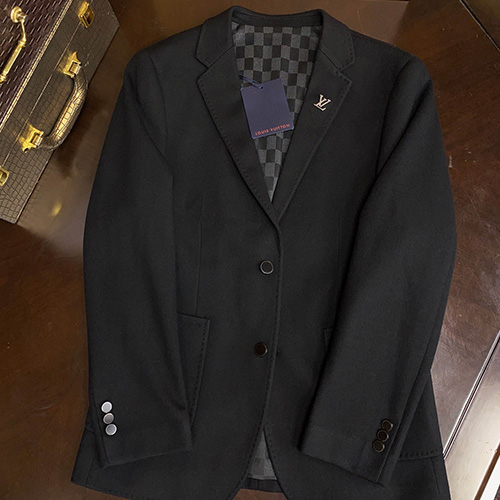 [홍콩명품.LOUIS VUITTON] 루이비통 25SS 로고 다미에 울 캐시미어 정장 수트 자켓 (블랙), BM21080, S1F, 홍콩명품의류,구매대행,온라인명품