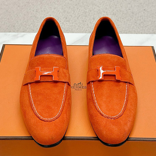 [홍콩명품.Hermes] 에르메스 25SS 로고 여성 레더 가죽 구두 로퍼 (오렌지), SE5079, H3, 명품스니커즈,운동화,구두,로퍼,하이탑,신발