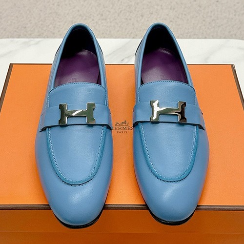 [홍콩명품.Hermes] 에르메스 25SS 로고 여성 레더 가죽 구두 로퍼 (블루), SE5091, H3, 명품스니커즈,운동화,구두,로퍼,하이탑,신발
