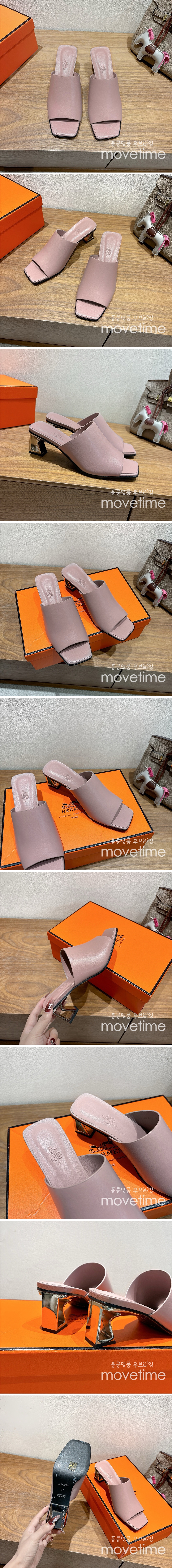 [홍콩명품.Hermes] 에르메스 25SS 로고 여성 ECLAIR 에클레어 굽 샌들 슬리퍼 (핑크), SE5112, GHS, 명품스니커즈,운동화,구두,로퍼,하이탑,신발