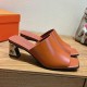 [홍콩명품.Hermes] 에르메스 25SS 로고 여성 ECLAIR 에클레어 굽 샌들 슬리퍼 (브라운), SE5113, GHS, 명품스니커즈,운동화,구두,로퍼,하이탑,신발