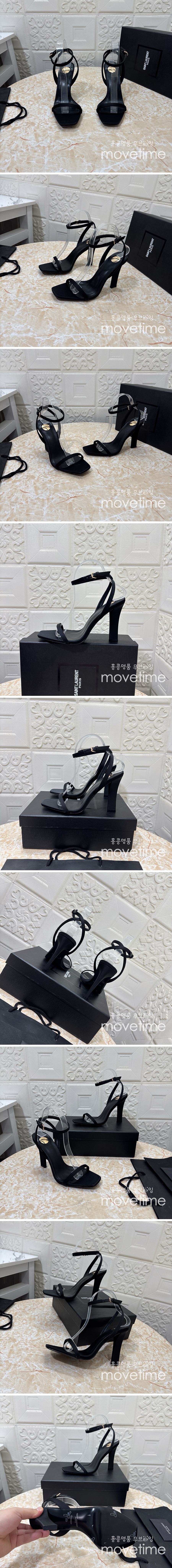 [홍콩명품.YSL] 입생로랑 25SS 로고 여성 레더 가죽 하이힐 샌들 (블랙), SE5114, GHS, 명품스니커즈,운동화,구두,로퍼,하이탑,신발