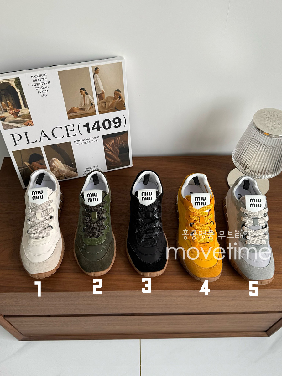 [홍콩명품,MIU MIU] 미우미우 25SS 로고 여성 레더 가죽 스니커즈 운동화 (5컬러), SE5142, S4W, 명품스니커즈,운동화,구두,로퍼,하이탑,신발