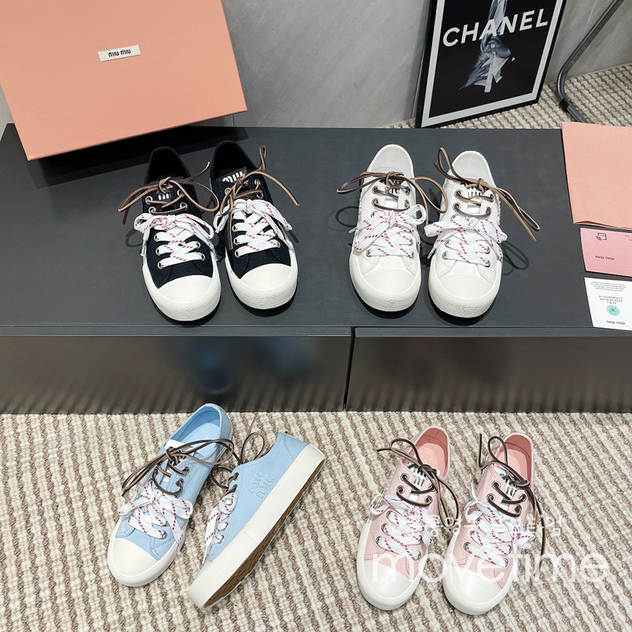 [홍콩명품,MIU MIU] 미우미우 25SS 로고 여성 캔버스 운동화 (4컬러), SE5143, S4W, 명품스니커즈,운동화,구두,로퍼,하이탑,신발