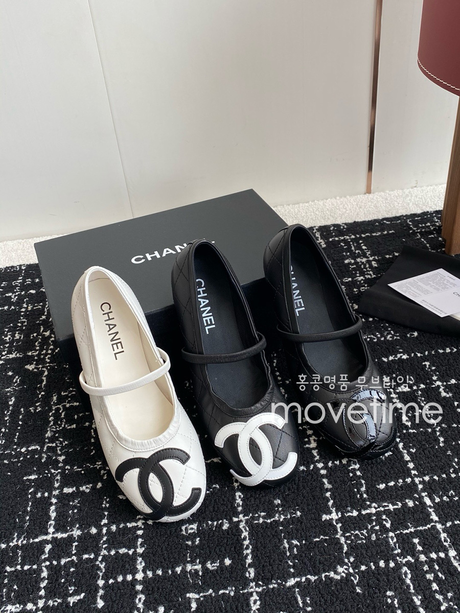 [홍콩명품.CHANEL] 샤넬 25SS 로고 여성 레더 가죽 발레리나 플랫 슈즈 단화 (3컬러), SE5181, GHS, 명품스니커즈,운동화,구두,로퍼,하이탑,신발