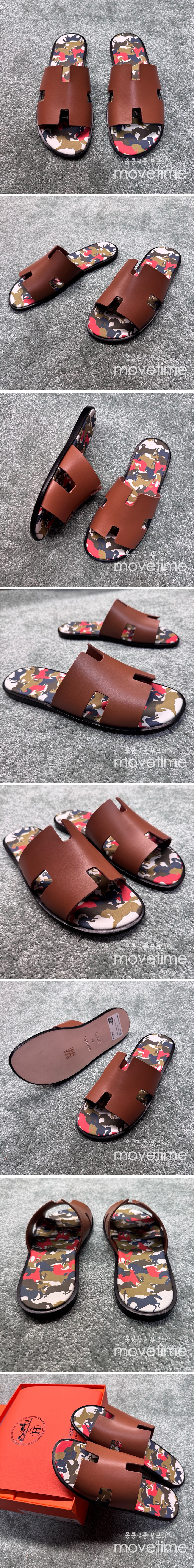 [홍콩명품.Hermes] 에르메스 25SS 로고 남여 이즈미르 레더 가죽 슬리퍼 (브라운), SE5249, GHS, 명품스니커즈,운동화,구두,로퍼,하이탑,신발