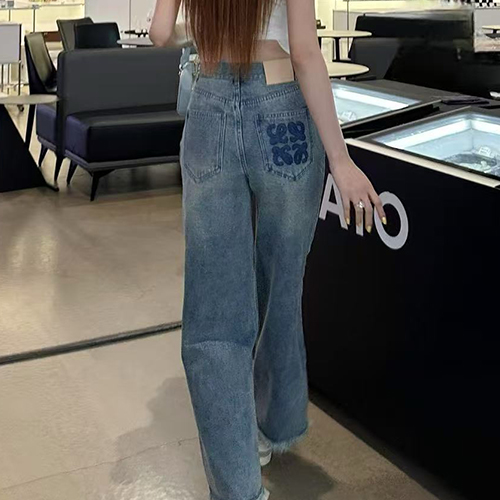 [홍콩명품.LOEWE] 로에베 25SS 로고 여성 오버핏 데님 팬츠 진 청바지, BM21247, MR, 홍콩명품의류,구매대행,온라인명품