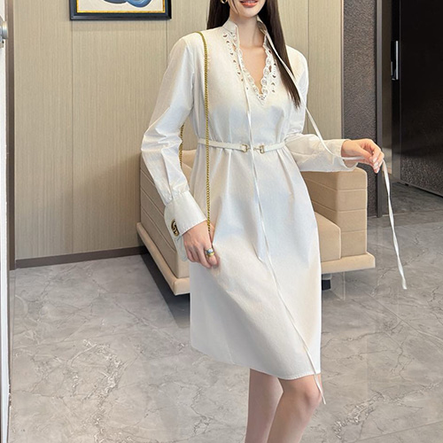 [홍콩명품.Gucci] 구찌 25SS 로고 여성 블라우스 셔츠 원피스 (화이트), BM21336, TBG, 명품레플리카,미러급,온라인쇼핑몰사이트