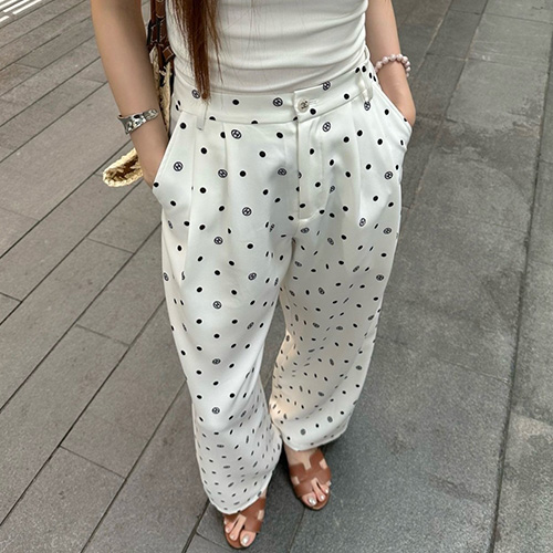 [홍콩명품.CHANEL] 샤넬 25SS 로고 패턴 여성 오버핏 팬츠 바지 (2컬러), BM21360, TBG, 명품레플리카,미러급,온라인쇼핑몰사이트