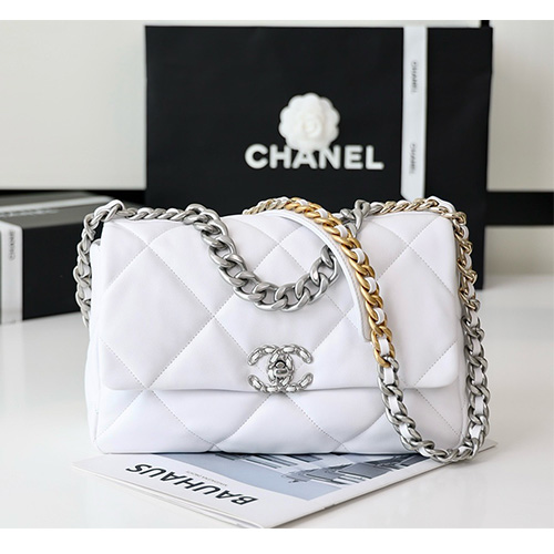 [홍콩명품.CHANEL] 샤넬 25SS 로고 레더 가죽 19 BAG 크로스백 (화이트-30cm), BGM4883, BDA, 홍콩명품가방,명품쇼핑몰,크로스백,핸드백,구매대행