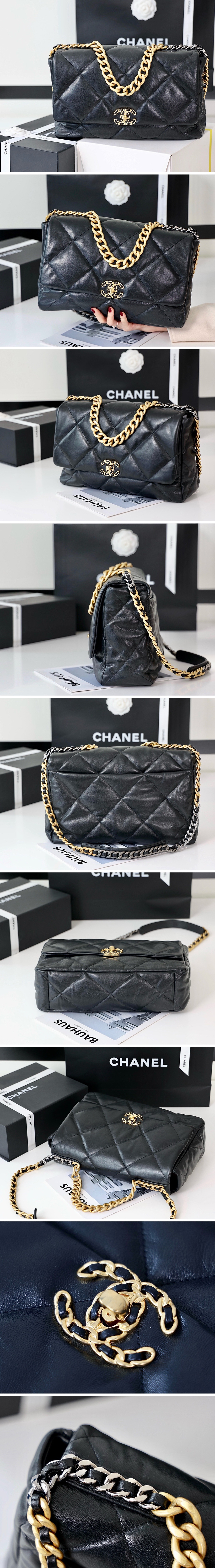 [홍콩명품.CHANEL] 샤넬 25SS 로고 레더 가죽 19 BAG 크로스백 (블랙-36cm), BGM4885, BDA, 홍콩명품가방,명품쇼핑몰,크로스백,핸드백,구매대행