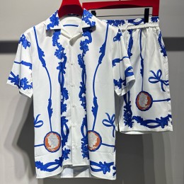 [홍콩명품.VERSACE] 베르사체 25SS 로고 패턴 반팔 남방 셔츠 + 쇼츠 반바지 상하의 세트 (화이트), BM21380, JU, 명품레플리카,미러급,온라인쇼핑몰사이트