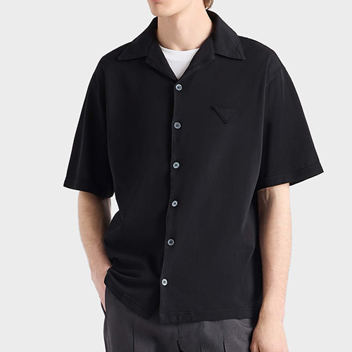 [홍콩명품,PRADA] 프라다 25SS 삼각로고 반팔 남방 셔츠 (블랙), BM21528, JL, 명품레플리카,미러급,온라인쇼핑몰사이트