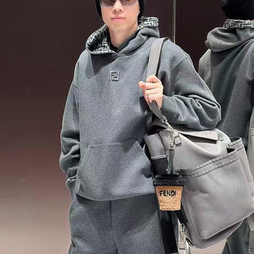 [홍콩명품,FENDI] 펜디 25SS 로고 자수 후드 티셔츠 (다크그레이), BM21530, JL, 명품레플리카,미러급,온라인쇼핑몰사이트