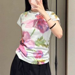 [홍콩명품.LOEWE] 로에베 25SS 로고 여성 플라워 패턴 슬림핏 반팔 티셔츠 (화이트), BM21619, JU, 명품레플리카,미러급,온라인쇼핑몰사이트