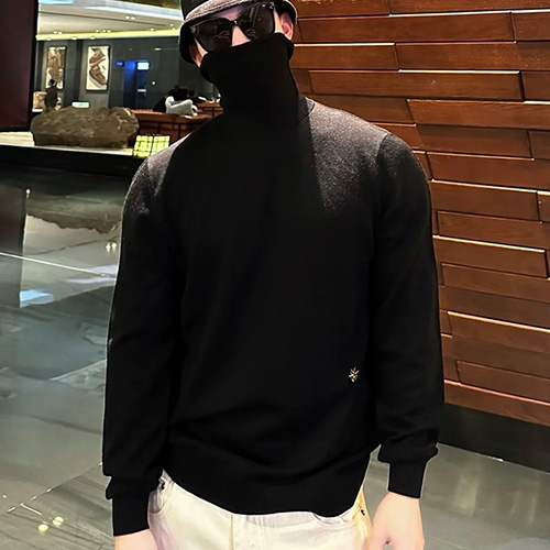 [홍콩명품,Christian Dior] 디올 25SS 로고 BEE 자수 하이넥 캐시미어 니트 스웨터 (블랙), BM21710, JL, 레플리카의류,미러급사이트