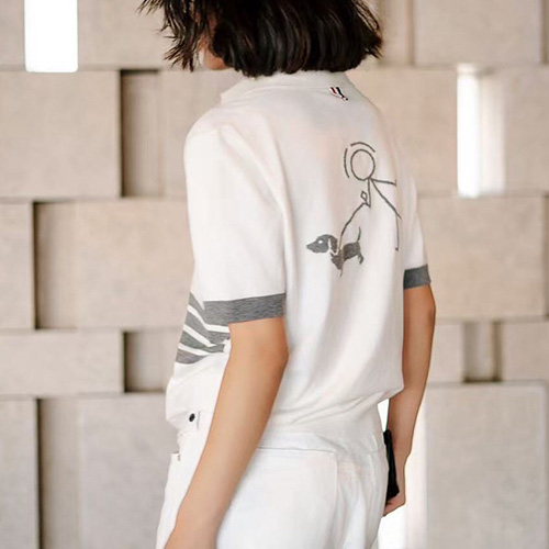 [홍콩명품.THOME BROWNE] 톰브라운 25SS 로고 여성 4바 카라 니트 반팔 티셔츠 (3컬러), BM21722, TB1, 레플리카의류,미러급사이트