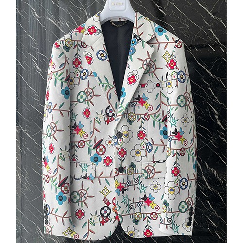 [홍콩명품.LOUIS VUITTON] 루이비통 25SS 로고 그래픽 패턴 정장 수트 자켓 (화이트), BM21752, SAM, 레플리카의류,미러급사이트