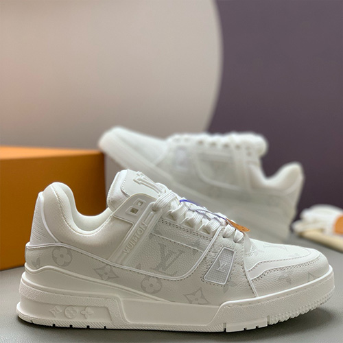 [홍콩명품.LOUIS VUITTON] 루이비통 25SS 로고 모노그램 트레이너 스니커즈 운동화 (화이트), SE5340, PMD, 명품스니커즈,운동화,구두,로퍼,하이탑,신발