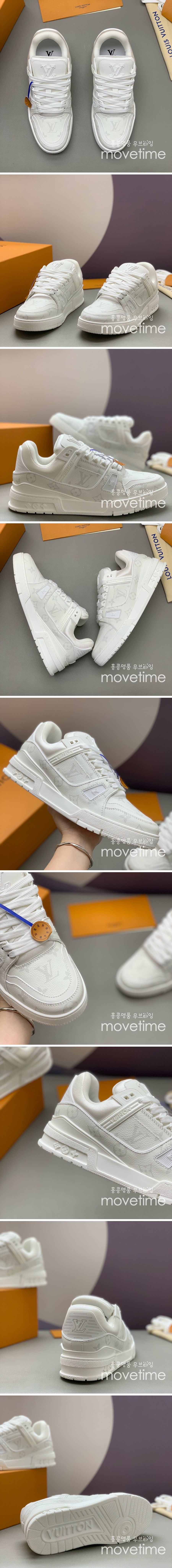 [홍콩명품.LOUIS VUITTON] 루이비통 25SS 로고 모노그램 트레이너 스니커즈 운동화 (화이트), SE5340, PMD, 명품스니커즈,운동화,구두,로퍼,하이탑,신발