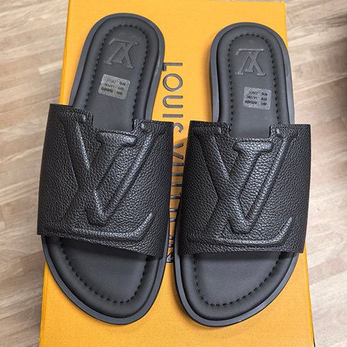 [홍콩명품.LOUIS VUITTON] 루이비통 25SS 로고 LV 포토피노 카프스킨 남성 뮬 슬리퍼 블랙 1AHSGF, SE5366, ALW, 명품스니커즈,운동화,구두,로퍼,하이탑,신발
