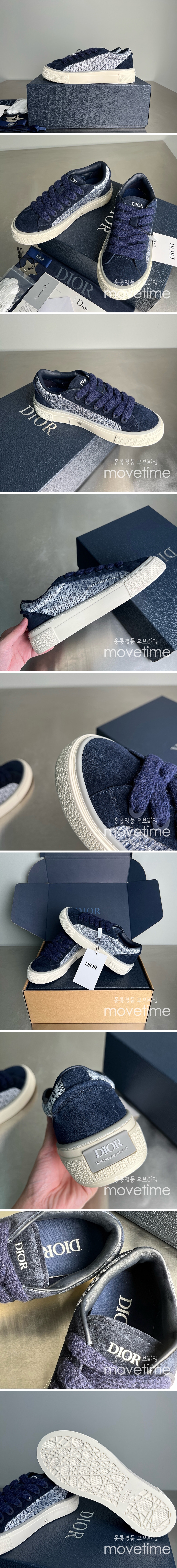 [홍콩명품,Christian Dior] 디올 25SS 로고 오블리크 레더 가죽 스니커즈 운동화 (네이비), SE5373, ALW, 명품스니커즈,운동화,구두,로퍼,하이탑,신발