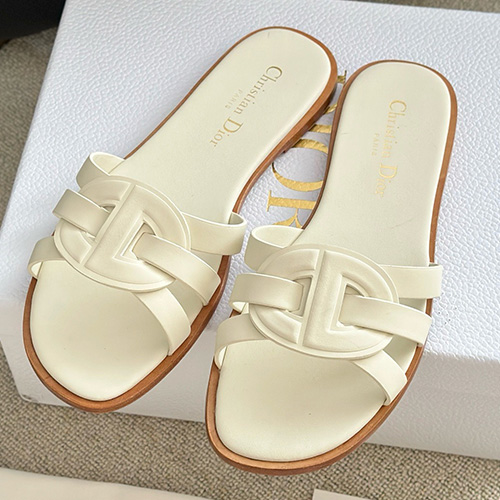 [홍콩명품,Christian Dior] 디올 25SS 로고 여성 레더 가죽 샌들 슬리퍼 (아이보리), SE5399, ALW, 명품스니커즈,운동화,구두,로퍼,하이탑,신발