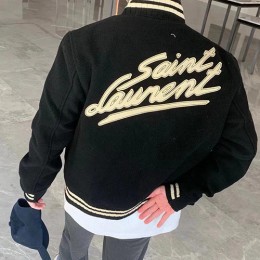 [홍콩명품.YSL] 입생로랑 25SS 로고 울 바시티 자켓 (블랙), BM22031, KK, 레플리카의류,미러급사이트