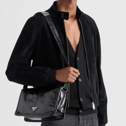 [홍콩명품,PRADA] 프라다 25SS 삼각로고 레더 가죽 봄버 자켓 (블랙), BM22076, TOM, 레플리카의류,미러급사이트
