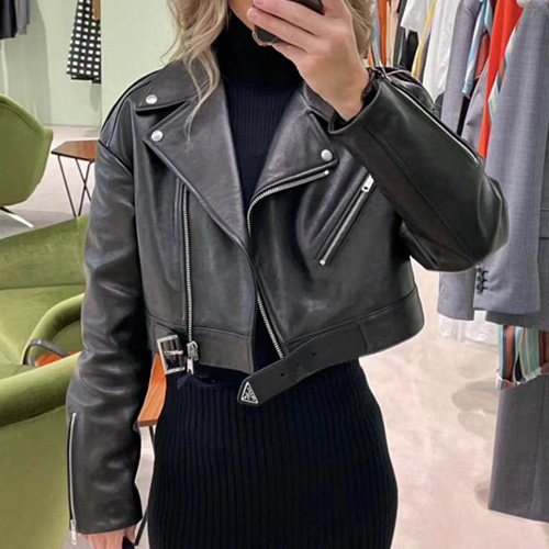 [홍콩명품,PRADA] 프라다 25SS 로고 여성 레더 가죽 자켓 (블랙), BM22087, TOM, 레플리카의류,미러급사이트