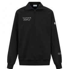[홍콩명품.MONCLER] 몽클레어 25SS 로고 FRGMT 하프지퍼 카라 맨투맨 티셔츠 (블랙), BM22109, JL, 레플리카의류,미러급사이트