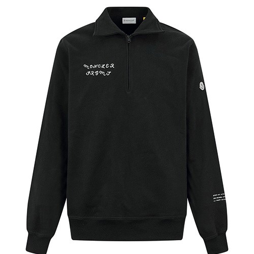 [홍콩명품.MONCLER] 몽클레어 25SS 로고 FRGMT 하프지퍼 카라 맨투맨 티셔츠 (블랙), BM22109, JL, 레플리카의류,미러급사이트