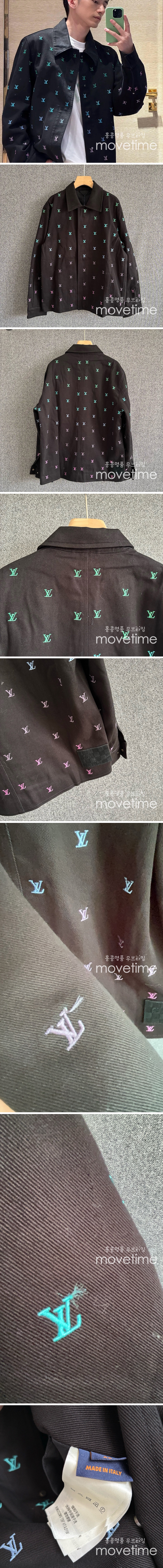 [홍콩명품.LOUIS VUITTON] 루이비통 25SS 로고 자수 카라 데님 자켓 (블랙), BM22115, JU, 레플리카의류,미러급사이트