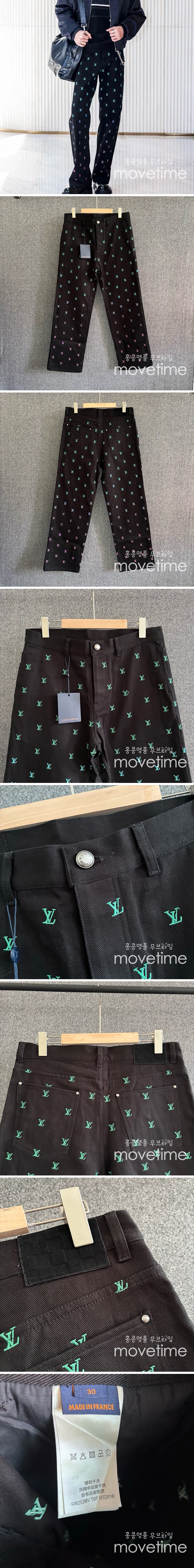 [홍콩명품.LOUIS VUITTON] 루이비통 25SS 로고 자수 데님 팬츠 진 청바지 (블랙), BM22120, JU, 레플리카의류,미러급사이트