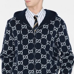 [가격문의][홍콩명품.Gucci] 구찌 25SS 로고 GG수프림 리버서블 후드 집업 자켓 (네이비), BM22132, JL, 레플리카의류,미러급사이트