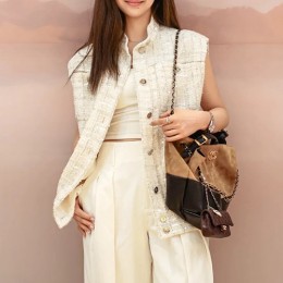 [홍콩명품.CHANEL] 샤넬 25SS 로고 여성 슬리브리스 트위드 자켓 (아이보리), BM22193, SS, 레플리카의류,미러급사이트