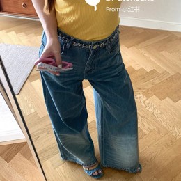 [홍콩명품.CHANEL] 샤넬 25SS 로고 여성 오버핏 데님 팬츠 진 청바지, BM22196, SS, 레플리카의류,미러급사이트