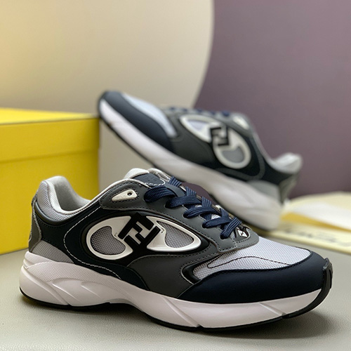 [홍콩명품,FENDI] 펜디 25SS 로고 남여 레더 가죽 스니커즈 운동화 (네이비-그레이), SE5484, PMD, 명품스니커즈,운동화,구두,로퍼,하이탑,신발