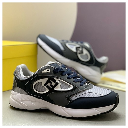 [홍콩명품,FENDI] 펜디 25SS 로고 남여 레더 가죽 스니커즈 운동화 (네이비-그레이), SE5484, PMD, 명품스니커즈,운동화,구두,로퍼,하이탑,신발