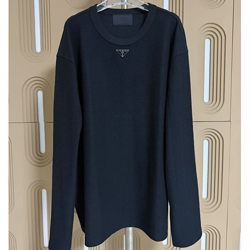 [홍콩명품,PRADA] 프라다 25SS 삼각로고 긴팔 티셔츠 (블랙), BM22282, X2, 레플리카의류,미러급사이트