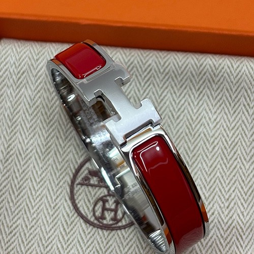 [홍콩명품.Hermes] 에르메스 25SS 로고 CLIC 팔찌 (레드-은장), ET3123, H3, 홍콩명품의류,구매대행,온라인명품