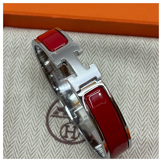 [홍콩명품.Hermes] 에르메스 25SS 로고 CLIC 팔찌 (레드-은장), ET3123, H3, 홍콩명품의류,구매대행,온라인명품