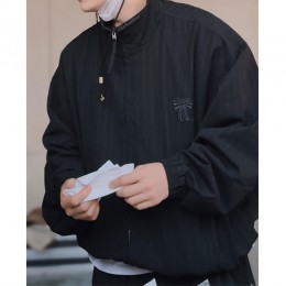 [홍콩명품.ACNE STUDIO] 아크네스튜디오 25SS 로고 터틀넥 스트라이프 봄버 자켓 (블랙), BM22323, KK, 레플리카의류,미러급사이트