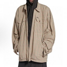 [홍콩명품.BALENCIAGA] 발렌시아가 25SS 로고 체크패턴 카라 바람막이 자켓 (베이지), BM22324, KK, 레플리카의류,미러급사이트