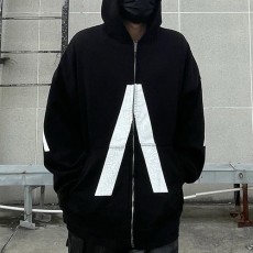 [홍콩명품.BALENCIAGA] 발렌시아가 25SS 로고 그래픽 프린트 후드 집업 자켓 (블랙), BM22332, KK, 레플리카의류,미러급사이트