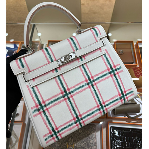 [홍콩명품.Hermes] 에르메스 25SS 로고 Kelly 25 토트백 크로스백 (화이트-은장), BGM5218, 홍콩명품가방,명품쇼핑몰,크로스백,핸드백,구매대행