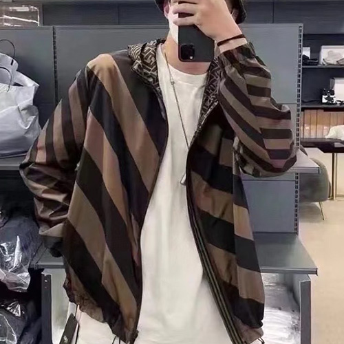 [홍콩명품,FENDI] 펜디 25SS 로고 FF패턴 리버서블 후드 바람막이 자켓 (2컬러), BM22410, KB, 레플리카의류,미러급사이트